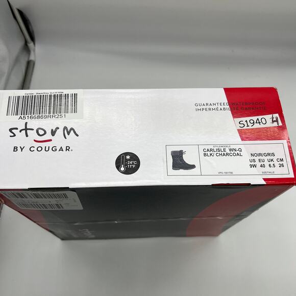 Cougar Waterproof Winter Boots Size 9W Black Quilt Carlisle Lace Up - Picture 11 of 11